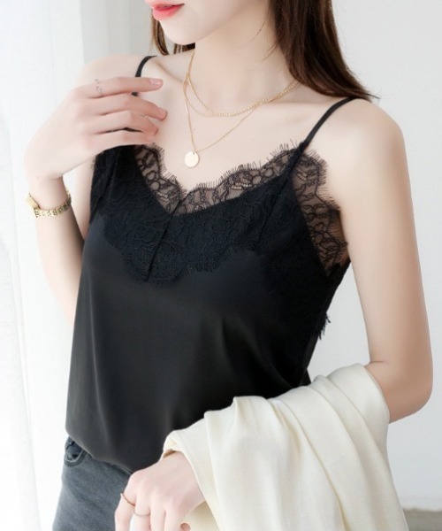 yuue' ( wear )（ユーイ）の「レース付きサテンキャミソール（キャミソール・レディース・アイボリー/ブラック/ホワイト・L/M）」の19枚目の写真