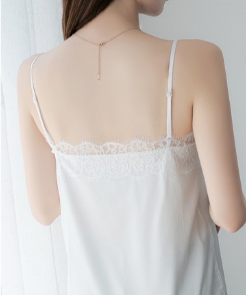 yuue' ( wear )（ユーイ）の「レース付きサテンキャミソール（キャミソール・レディース・アイボリー/ブラック/ホワイト・L/M）」の7枚目の写真