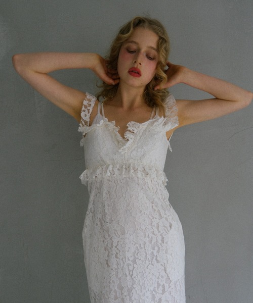 HONEY MI HONEY(ハニーミーハニー)の「lace off shoulder camisole one-piece(ワンピース・レディース・ブラック/コーラルピンク/ホワイト・FREE)」の11枚目の写真