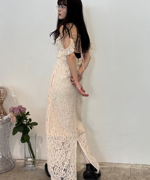 HONEY MI HONEY(ハニーミーハニー)の「lace off shoulder camisole one-piece(ワンピース・レディース・ブラック/コーラルピンク/ホワイト・FREE)」の19枚目の写真