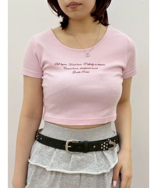 EVRIS(エヴリス)の「レタリングシンプルショートTシャツ(Tシャツ/カットソー・レディース・グレー/ピンク/ホワイト/ブラック・FREE)」の4枚目の写真