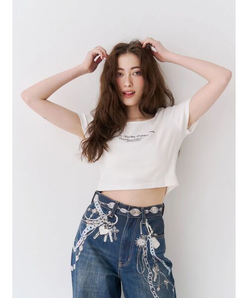 EVRIS(エヴリス)の「レタリングシンプルショートTシャツ(Tシャツ/カットソー・レディース・グレー/ピンク/ホワイト/ブラック・FREE)」の6枚目の写真