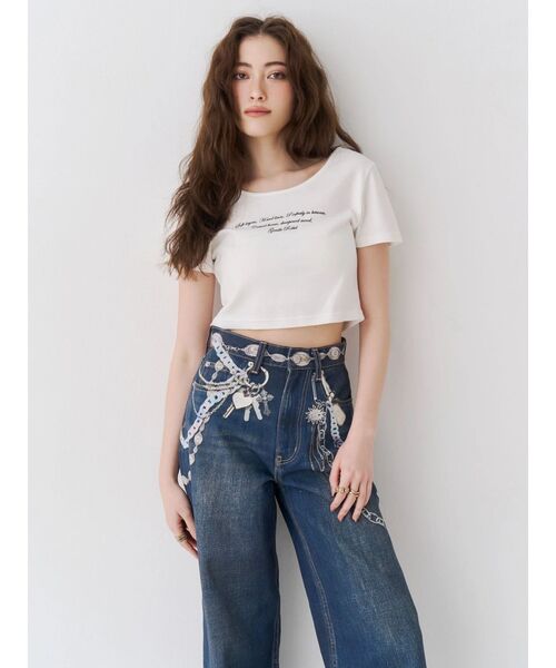 EVRIS(エヴリス)の「レタリングシンプルショートTシャツ(Tシャツ/カットソー・レディース・グレー/ピンク/ホワイト/ブラック・FREE)」の7枚目の写真