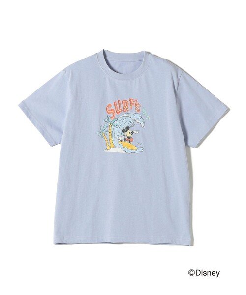 SHIPS Colors(シップス カラーズ)の「SHIPS Colors:〈洗濯機可能〉リンク ミッキー サーフ Tシャツ(Tシャツ/カットソー・レディース・ライトブルー/オフホワイト・ONE SIZE)」の2枚目の写真