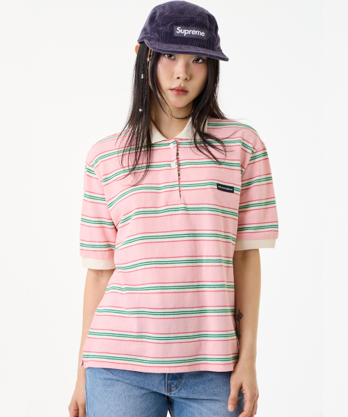 UNKNOWN PLANET(アンノウンプラネット)の「レトロマルチストライプカラーTシャツピンク(ポロシャツ・レディース・その他・FREE)」の8枚目の写真