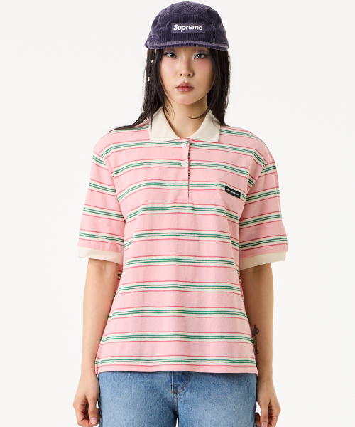 UNKNOWN PLANET(アンノウンプラネット)の「レトロマルチストライプカラーTシャツピンク(ポロシャツ・レディース・その他・FREE)」の7枚目の写真