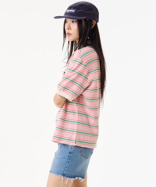 UNKNOWN PLANET(アンノウンプラネット)の「レトロマルチストライプカラーTシャツピンク(ポロシャツ・レディース・その他・FREE)」の4枚目の写真