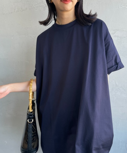 mizuiroind（ミズイロインド）の「[mizuiro ind/ミズイロインド] ロールスリーブ ワイドシルエットワンピース（ワンピース・レディース・グレイッシュベージュ/ネイビー/オフホワイト/ブラック・F）」の11枚目の写真