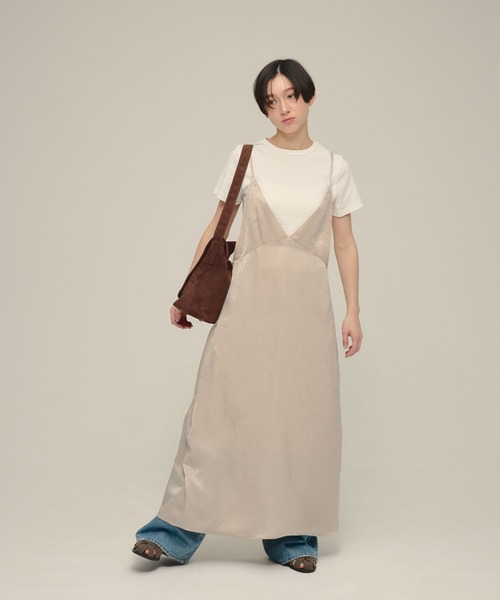 eL(エル)の「【eL】Satin Salopette One-piece/668776(ワンピース・レディース・ブラック/ベージュ・FREE)」の10枚目の写真