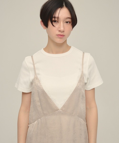 eL(エル)の「【eL】Satin Salopette One-piece/668776(ワンピース・レディース・ブラック/ベージュ・FREE)」の6枚目の写真
