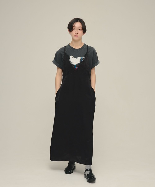 eL(エル)の「【eL】Satin Salopette One-piece/668776(ワンピース・レディース・ブラック/ベージュ・FREE)」の5枚目の写真