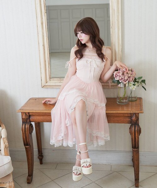 Belle Charme（ベルシャルム）の「【Belle Charme】Chiffon Tiered Onepiece（ワンピース・レディース・ピンク/オフホワイト/ブラック・FREE）」の21枚目の写真