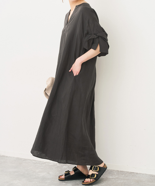 Spick & Span(スピックアンドスパン)の「TICCA リネンツイストスリーブワンピース(ワンピース・レディース・ブラック系その他/ブラウン・FREE)」の1枚目の写真