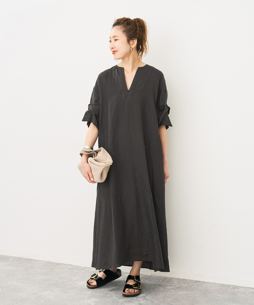 Spick & Span(スピックアンドスパン)の「TICCA リネンツイストスリーブワンピース(ワンピース・レディース・ブラック系その他/ブラウン・FREE)」の17枚目の写真