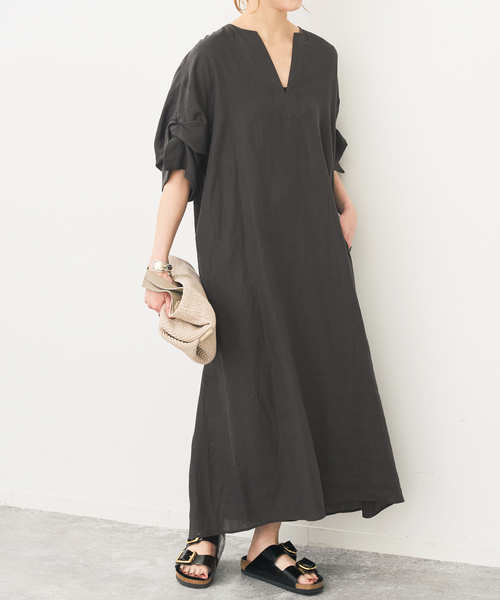 Spick & Span(スピックアンドスパン)の「TICCA リネンツイストスリーブワンピース(ワンピース・レディース・ブラック系その他/ブラウン・FREE)」の22枚目の写真