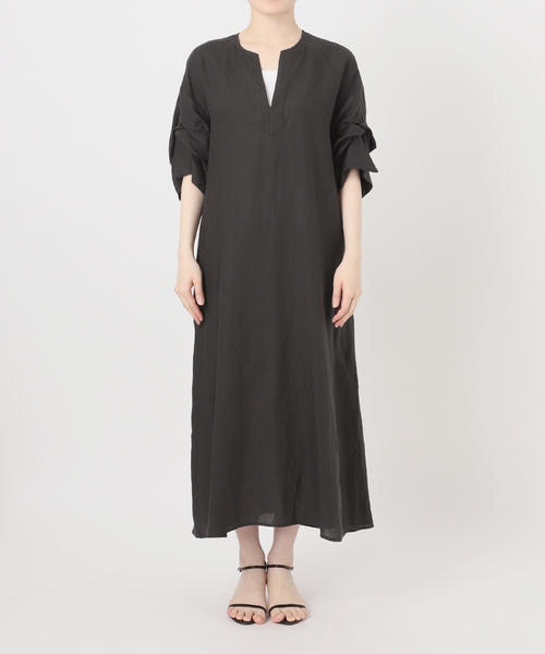 Spick & Span(スピックアンドスパン)の「TICCA リネンツイストスリーブワンピース(ワンピース・レディース・ブラック系その他/ブラウン・FREE)」の3枚目の写真