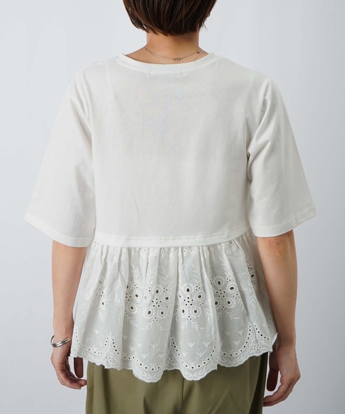 LUCA/LADY LUCK LUCA（ルカ/レディラックルカ）の「LC/LLL コットンレースドッキングプルオーバー（Tシャツ/カットソー・レディース・オフホワイト/チャコールグレー/ライトイエロー・FREE）」の10枚目の写真