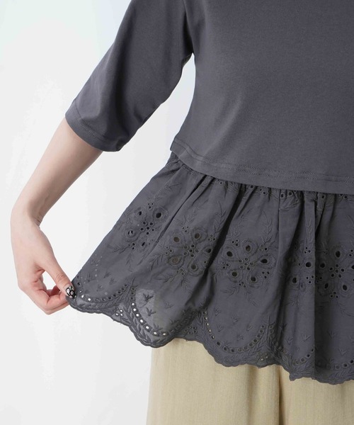 LUCA/LADY LUCK LUCA（ルカ/レディラックルカ）の「LC/LLL コットンレースドッキングプルオーバー（Tシャツ/カットソー・レディース・オフホワイト/チャコールグレー/ライトイエロー・FREE）」の18枚目の写真