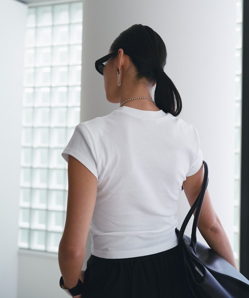 SOEMIN(ソミン)の「【SELECT】Shoulder pad mini T-shirt/ショルダーパッドミニTシャツ(Tシャツ/カットソー・レディース・ブラック/ホワイト・FREE)」の11枚目の写真