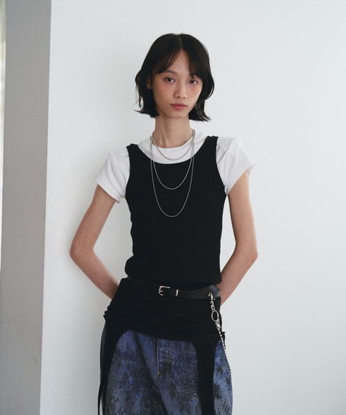 SOEMIN(ソミン)の「【SELECT】Shoulder pad mini T-shirt/ショルダーパッドミニTシャツ(Tシャツ/カットソー・レディース・ブラック/ホワイト・FREE)」の7枚目の写真
