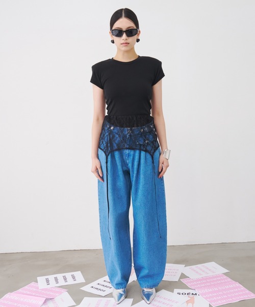 SOEMIN(ソミン)の「【SELECT】Shoulder pad mini T-shirt/ショルダーパッドミニTシャツ(Tシャツ/カットソー・レディース・ブラック/ホワイト・FREE)」の13枚目の写真