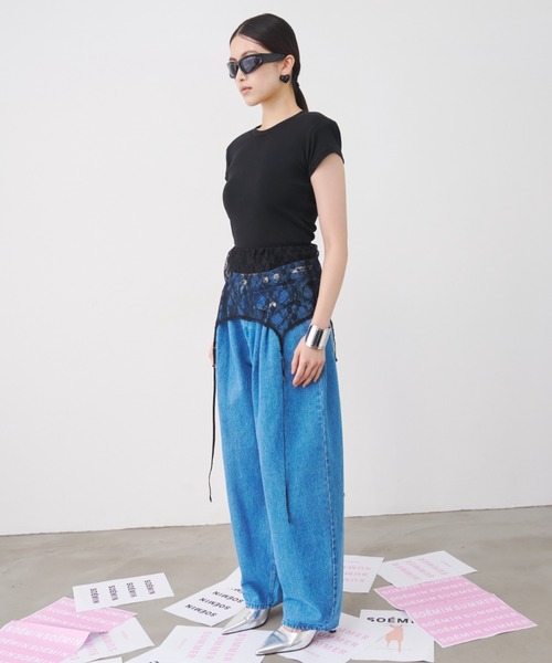 SOEMIN(ソミン)の「【SELECT】Shoulder pad mini T-shirt/ショルダーパッドミニTシャツ(Tシャツ/カットソー・レディース・ブラック/ホワイト・FREE)」の14枚目の写真