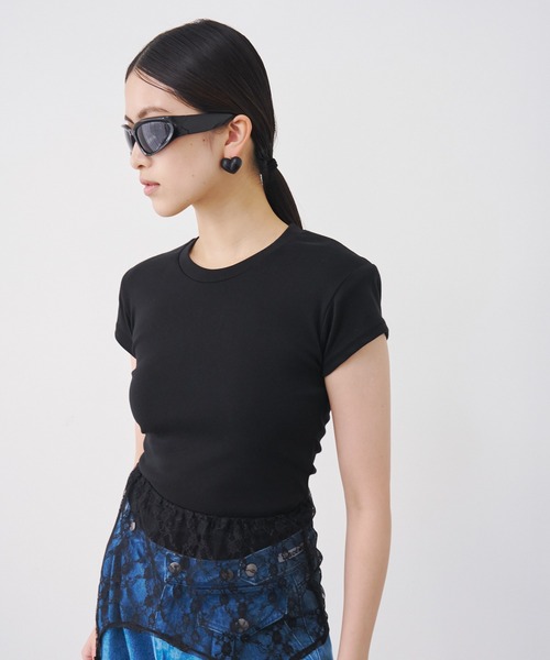 SOEMIN(ソミン)の「【SELECT】Shoulder pad mini T-shirt/ショルダーパッドミニTシャツ(Tシャツ/カットソー・レディース・ブラック/ホワイト・FREE)」の20枚目の写真