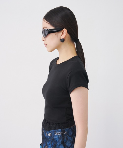SOEMIN(ソミン)の「【SELECT】Shoulder pad mini T-shirt/ショルダーパッドミニTシャツ(Tシャツ/カットソー・レディース・ブラック/ホワイト・FREE)」の21枚目の写真