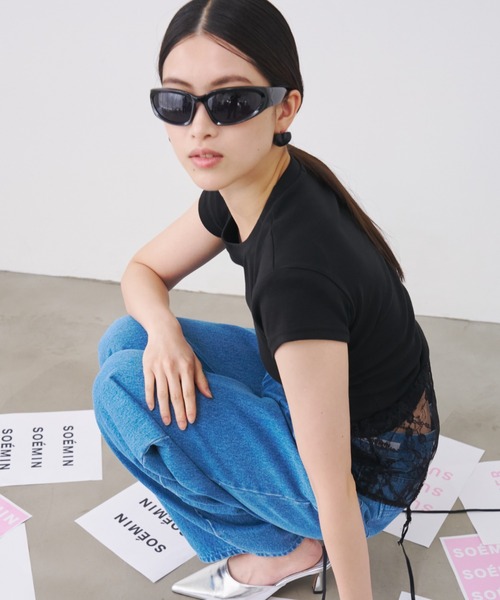 SOEMIN(ソミン)の「【SELECT】Shoulder pad mini T-shirt/ショルダーパッドミニTシャツ(Tシャツ/カットソー・レディース・ブラック/ホワイト・FREE)」の15枚目の写真