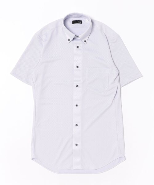 TAKA-Q(タカキュー)の「ワイシャツ メンズ ストレッチ 吸水速乾 ノンアイロン クールパス ショート ボタンダウン 半袖 ビジネス ドレス NEWスタンダードフィット(ビジネスシャツ・メンズ・パープル・MEDIUM/LARGE/X-LARGE/S/3L)」の3枚目の写真