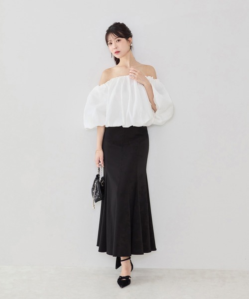 Leja(レジャ)の「【LEJA】2WAYショルダーリボンバルーンオフショルトップス(シャツ/ブラウス・レディース・ブラック/ホワイト/ピンク・FREE)」の7枚目の写真