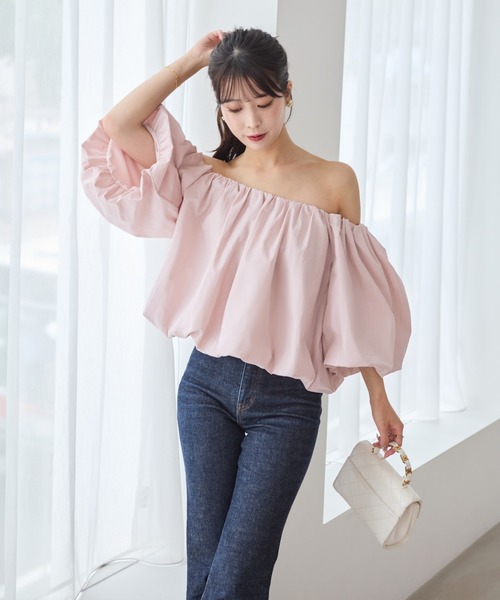 Leja(レジャ)の「【LEJA】2WAYショルダーリボンバルーンオフショルトップス(シャツ/ブラウス・レディース・ブラック/ホワイト/ピンク・FREE)」の8枚目の写真
