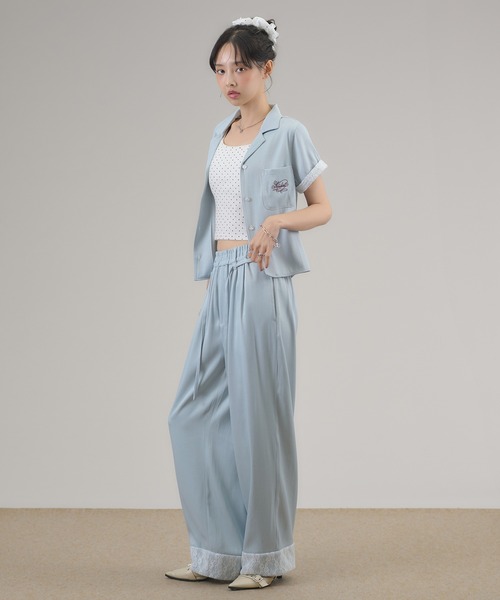 apres jour mignon(アプレジュールミニョン)の「【セットアップ可能】レース付きデニムライクシャツ(シャツ/ブラウス・レディース・インディゴブルー/ライトブルー・フリー/LARGE)」の14枚目の写真