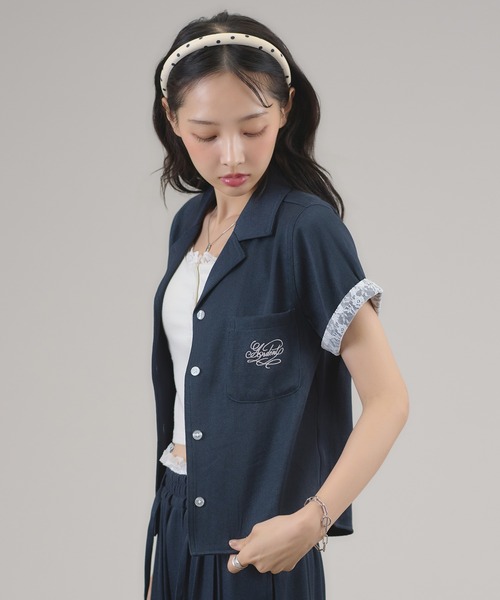 apres jour mignon(アプレジュールミニョン)の「【セットアップ可能】レース付きデニムライクシャツ(シャツ/ブラウス・レディース・インディゴブルー/ライトブルー・フリー/LARGE)」の15枚目の写真