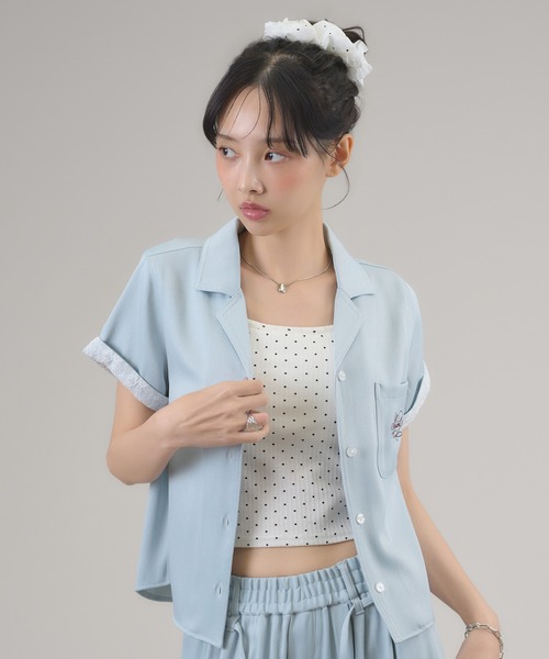apres jour mignon(アプレジュールミニョン)の「【セットアップ可能】レース付きデニムライクシャツ(シャツ/ブラウス・レディース・インディゴブルー/ライトブルー・フリー/LARGE)」の18枚目の写真