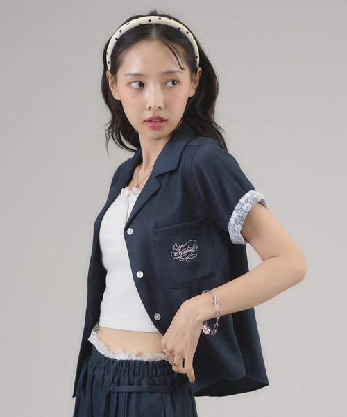 apres jour mignon(アプレジュールミニョン)の「【セットアップ可能】レース付きデニムライクシャツ(シャツ/ブラウス・レディース・インディゴブルー/ライトブルー・フリー/LARGE)」の5枚目の写真