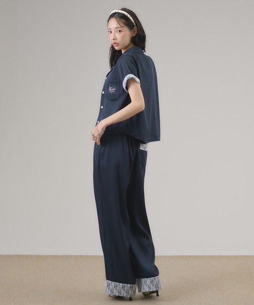 apres jour mignon(アプレジュールミニョン)の「【セットアップ可能】レース付きデニムライクシャツ(シャツ/ブラウス・レディース・インディゴブルー/ライトブルー・フリー/LARGE)」の12枚目の写真