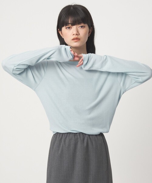 EMMEL REFINES(エメルリファインズ)の「<EMMEL REFINES>EM テレコ ボートネック プルオーバー(Tシャツ/カットソー・レディース・レッド/ライトブルー/ホワイト/その他1・FREE)」の1枚目の写真