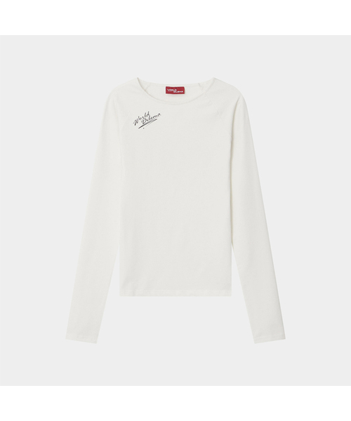 WORLDDILEMA(ワールドジレンマ)の「SIGN PRINTING STRETCH TIGHT T-SHIRTS (WHITE)(Tシャツ/カットソー・レディース・ホワイト・LARGE/MEDIUM)」の1枚目の写真