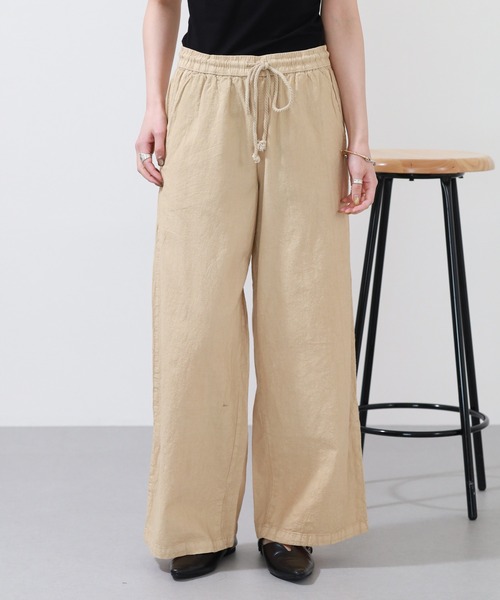 OMNES（オムネス）の「OMNES Another Edition 製品染めコットンイージーパンツ（その他パンツ・レディース・ベージュ/ミント・WOMENS M）」の5枚目の写真