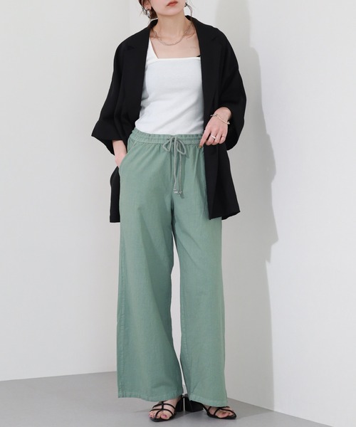 OMNES（オムネス）の「OMNES Another Edition 製品染めコットンイージーパンツ（その他パンツ・レディース・ベージュ/ミント・WOMENS M）」の14枚目の写真