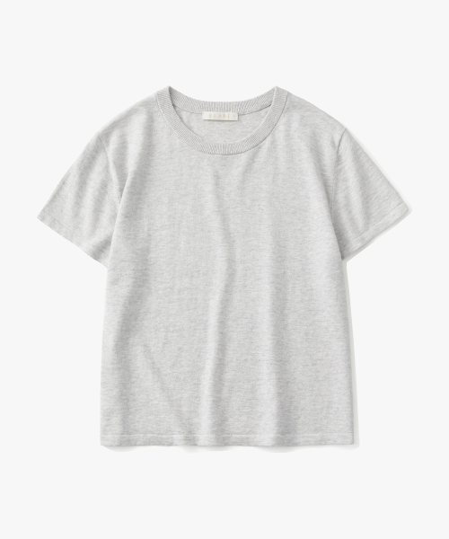 SUARE WOMEN(スアレウーマン)の「(ウィメンズ)コットンサマーウールハーフニットホワイトメランジ(Tシャツ/カットソー・レディース・ライトグレー・SMALL/MEDIUM)」の2枚目の写真