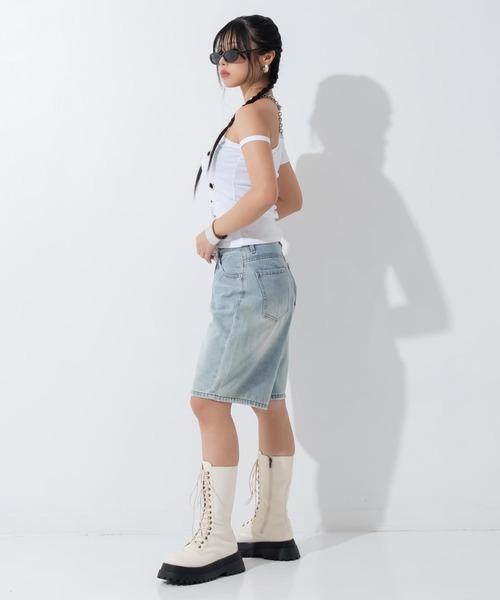 ANAP(アナップ)の「ハトメデザイン アシメトップス Tシャツ(Tシャツ/カットソー・レディース・ホワイト/ブラック/イエロー・F)」の11枚目の写真