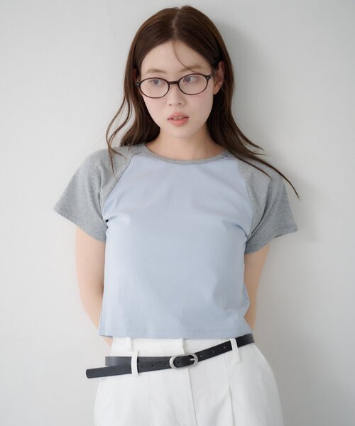 Kastane(カスタネ)の「【WEB先行】ラグランちびTEE(Tシャツ/カットソー・レディース・ピンク/ブルー系その他/アイボリー・FREE)」の14枚目の写真