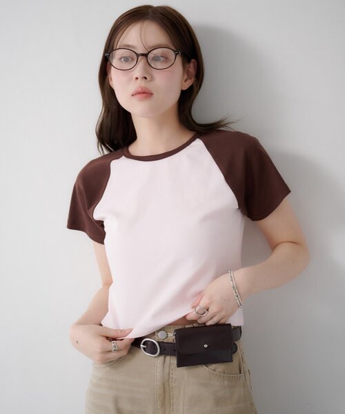 Kastane(カスタネ)の「【WEB先行】ラグランちびTEE(Tシャツ/カットソー・レディース・ピンク/ブルー系その他/アイボリー・FREE)」の21枚目の写真