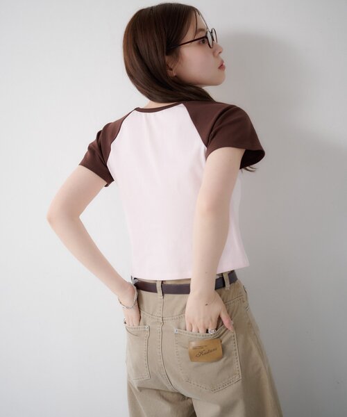 Kastane(カスタネ)の「【WEB先行】ラグランちびTEE(Tシャツ/カットソー・レディース・ピンク/ブルー系その他/アイボリー・FREE)」の22枚目の写真