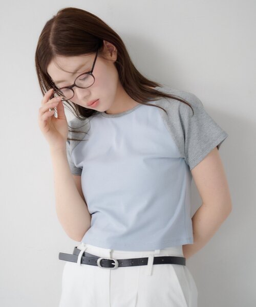 Kastane(カスタネ)の「ラグランちびTEE(Tシャツ/カットソー・レディース・ピンク/ブルー系その他/アイボリー・FREE)」の5枚目の写真