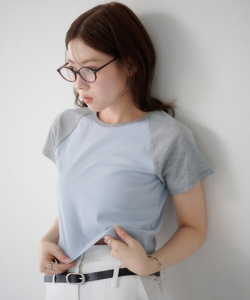 Kastane(カスタネ)の「ラグランちびTEE(Tシャツ/カットソー・レディース・ピンク/ブルー系その他/アイボリー・FREE)」の11枚目の写真
