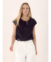Gather Ribbon Blouse _Black