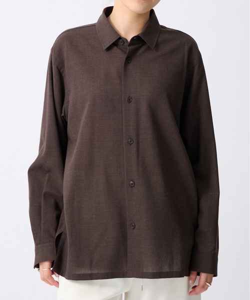 ATON(エイトン)の「【ATON/エイトン】OVERSIZE SHIRT/オーバーサイズウールシャツ(シャツ/ブラウス・レディース・ブラウン/ダークグレー・0)」の1枚目の写真